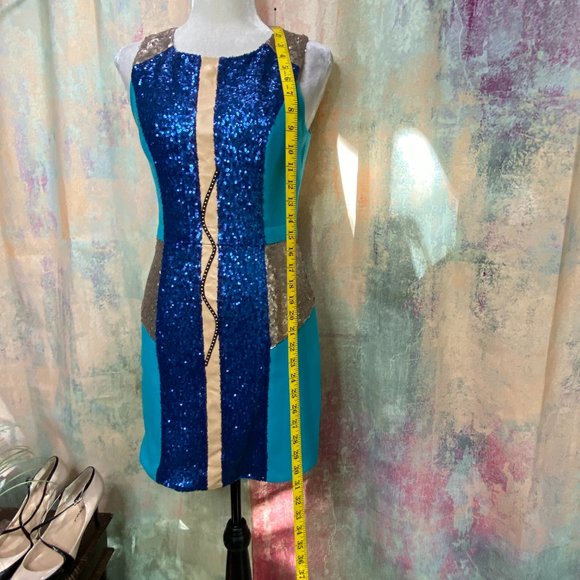 ๐Champagne & Strawberry - Anthro Anthropologie Sequin Mini Semi Formal Dress - Picture 7 of 15